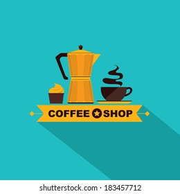 Coffee icon menu. Flat design. Vector for menu, coffee shop, restaurant.
