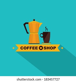 Coffee icon menu. Flat design. Vector for menu, coffee shop, restaurant.