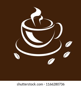 Coffee icon on brown background