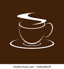 Coffee icon on brown background