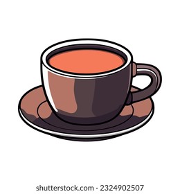 Coffee icon on mug with dish icon isolated