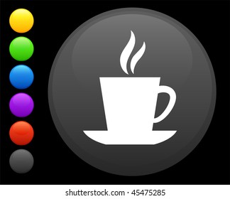 icono de café con botón de internet redondo ilustración vectorial original 6 versiones de color incluidas