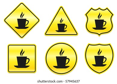 Coffee Icon on Yellow Designs Original Illustration
