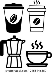 coffee icon outline element design for templates.