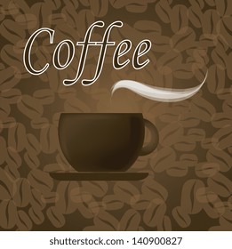 Coffee icon over brown background vector illustration