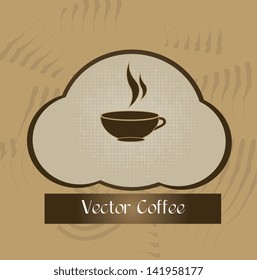 Coffee icon over brown background vector illustration