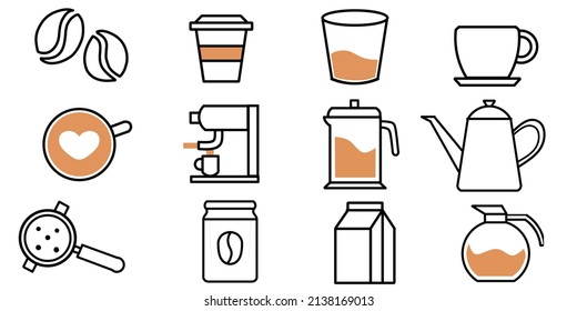 Coffee icon pack flat series