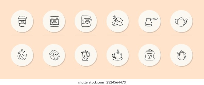 Coffee Icon. Rich aroma, caffeinated beverage, energy boost, coffee beans, coffee brewing, espresso. Vector line icon for Business