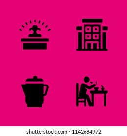 coffee icon set. breakfast, desk and hotel vector icon for graphic design and web