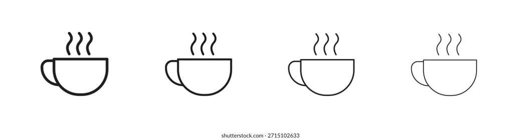 Conjunto de iconos de café. Una colección de simples iconos negros de trazos finos