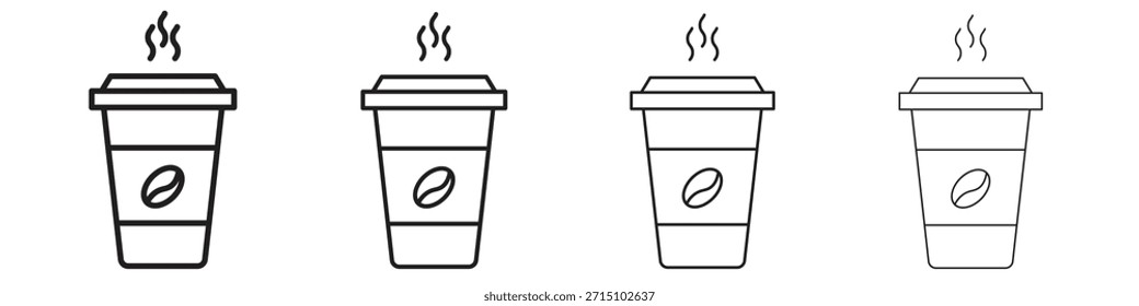 Conjunto de iconos de café. Una colección de simples iconos negros de trazos finos