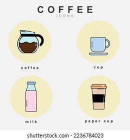 coffee icon set. collection of vintage coffee icons