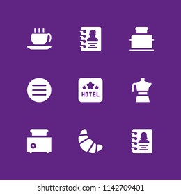 coffee icon set. croissant, agenda and toaster vector icon for graphic design and web