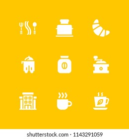 coffee icon set. croissant, coffee and room service vector icon for graphic design and web
