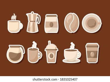 coffee icon set design of drink caffeine breakfast and beverage theme Vector illustration