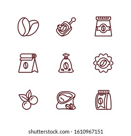 Coffee icon set design of time drink breakfast beverage shop morning store aroma and caffeine theme Vector illustration