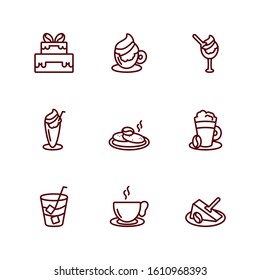 Coffee icon set design of time drink breakfast beverage shop morning store aroma and caffeine theme Vector illustration