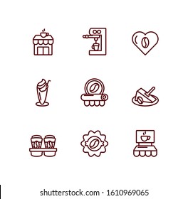 Coffee icon set design of time drink breakfast beverage shop morning store aroma and caffeine theme Vector illustration