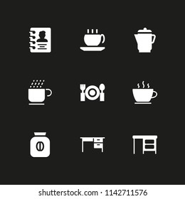 coffee icon set. desktop, desk and kettle vector icon for graphic design and web
