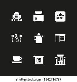 coffee icon set. desktop, toaster and breakfast vector icon for graphic design and web