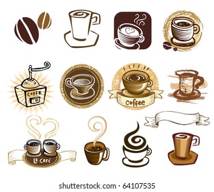 Coffee icon set. Elements for design. Vector illustration.