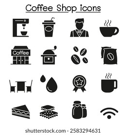 Coffee icon set in glyph style