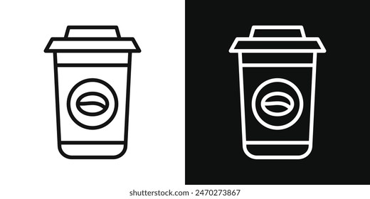 Coffee icon set. Hot coffee takeaway paper cup vector icon in disposable plastic coffee drink glass pictogram.
