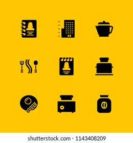 coffee icon set. hotel, agenda and coffee pot vector icon for graphic design and web