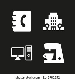 coffee icon set with hotel, agenda and desktop computer vector icons for web and graphic design