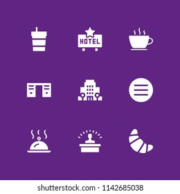 coffee icon set. hotel, coffee cup and croissant vector icon for graphic design and web