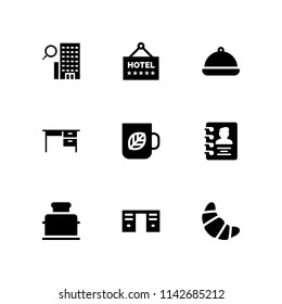 coffee icon set. hotel, room service and desk vector icon for graphic design and web
