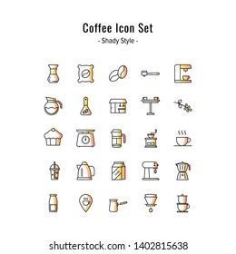 coffee icon set. coffee icons vector. shady style design