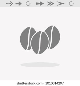 Coffee. Icon set. Isolated coffee beans on grey background