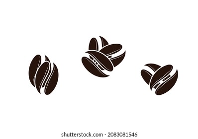 Coffee Icon set. Isolated coffee beans 