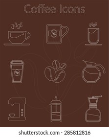 Coffee icon set with line style