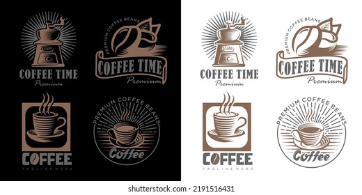 Diseño del logotipo del conjunto de iconos de café , ilustración vectorial.