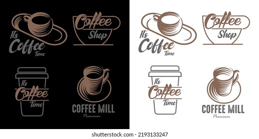 Diseño del logotipo del conjunto de iconos de café , ilustración vectorial.