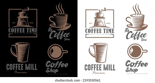 Coffee icon set logo design , vector illustration.