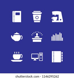 coffee icon set with coffee maker, teapot and agenda vector icons for web and graphic design