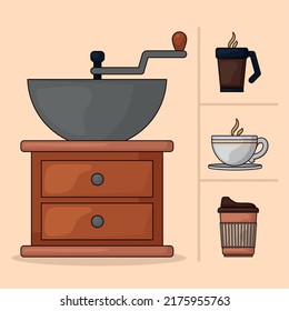 coffee icon set on orange background