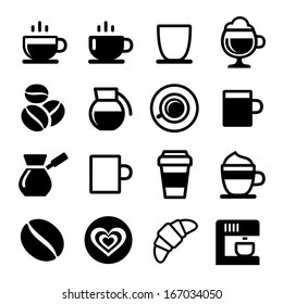 Coffee icon set on white. Vector illustration