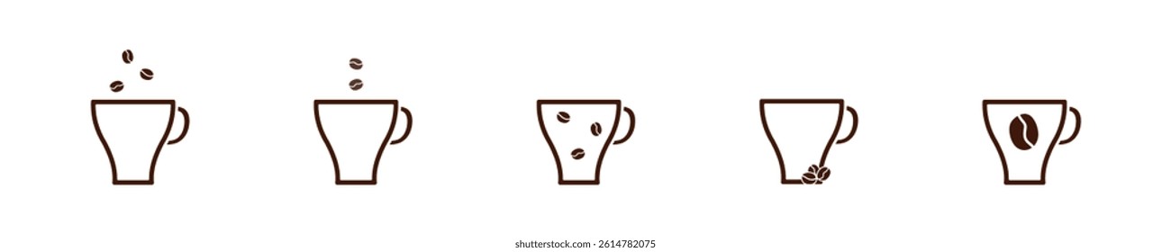 Coffee icon set on white background. Drink icon in vector design style. Kernel coffee. Cup coffee sign