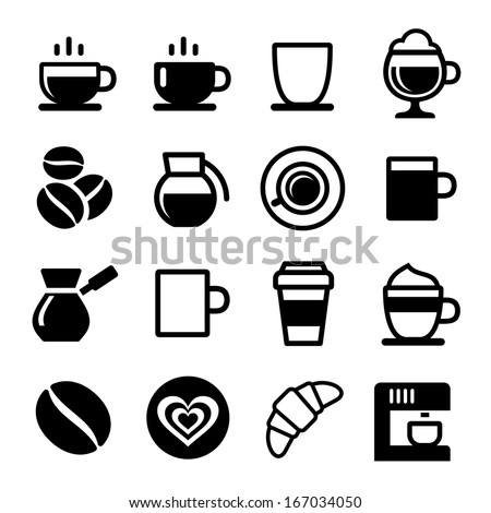 Coffee icon set on white. Vector illustration