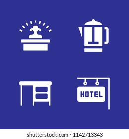 coffee icon set. coffee pot, hotel and desk vector icon for graphic design and web