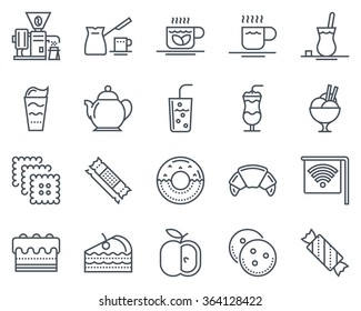 Coffee icon set suitable for info graphics, websites and print media. Black and white flat line, vector icons.