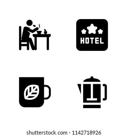 coffee icon set. tea cup, hotel and coffee pot vector icon for graphic design and web