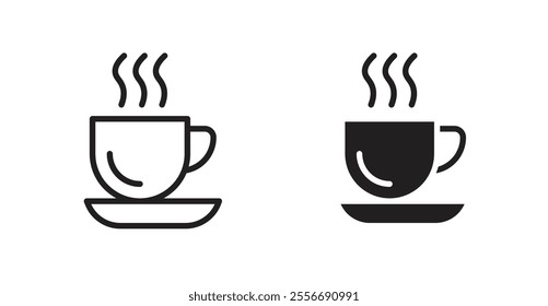 Coffee icon set in Thin line black color.