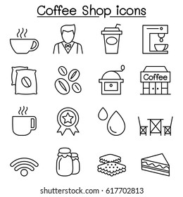 Coffee icon set in thin line style