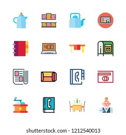 coffee icon set. vector set about kettle, ebook, mailing and coffee grinder icons set.