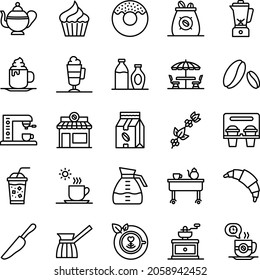 Coffee icon set - vector illustration . cappuccino, drink, cup, breakfast, break, morning, espresso, cafe, thin line icons .